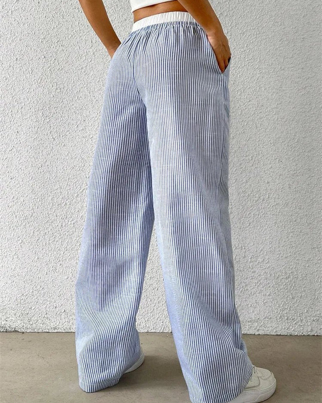 Daphira | Casual Wide-Leg Trousers – Stripe Print 4