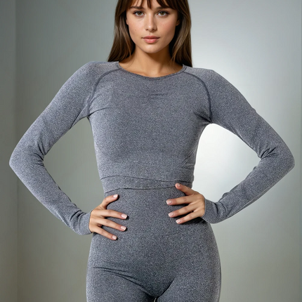 Apex | Long Sleeve Seamless Top – Subtle Strength Meets Everyday Comfort - Dim Grey