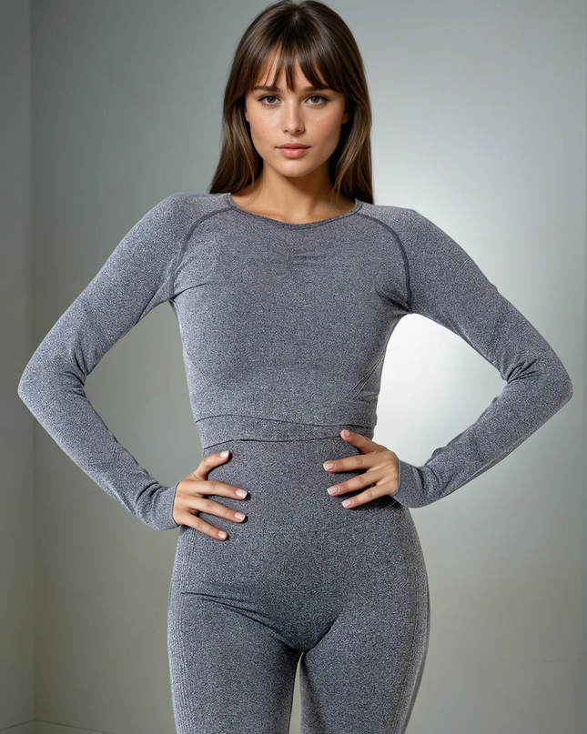 Apex | Long Sleeve Seamless Top – Subtle Strength Meets Everyday Comfort - Dim Grey