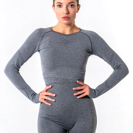 Apex | Long Sleeve Seamless Top – Subtle Strength Meets Everyday Comfort - Dim Grey