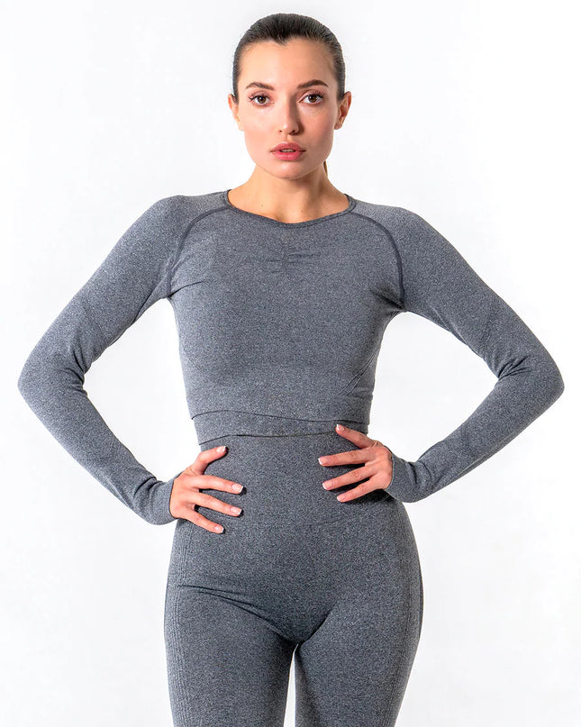 Apex | Long Sleeve Seamless Top – Subtle Strength Meets Everyday Comfort - Dim Grey