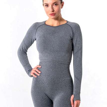 Apex | Long Sleeve Seamless Top – Subtle Strength Meets Everyday Comfort - Dim Grey