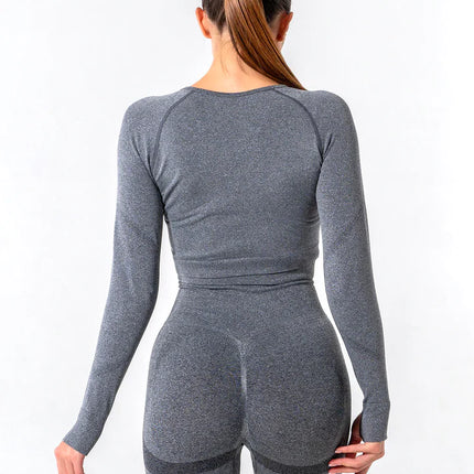 Apex | Long Sleeve Seamless Top – Subtle Strength Meets Everyday Comfort - Dim Grey