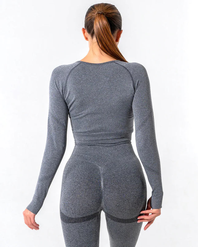 Apex | Long Sleeve Seamless Top – Subtle Strength Meets Everyday Comfort - Dim Grey