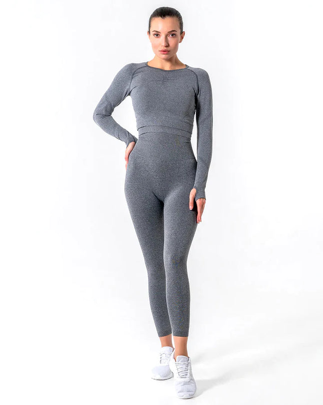 Apex | Long Sleeve Seamless Top – Subtle Strength Meets Everyday Comfort - Dim Grey