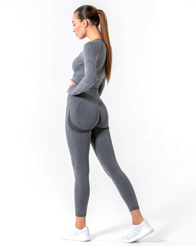 Apex | Long Sleeve Seamless Top – Subtle Strength Meets Everyday Comfort - Dim Grey