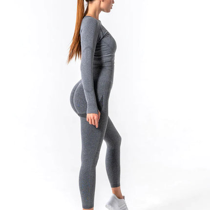 Apex | Long Sleeve Seamless Top – Subtle Strength Meets Everyday Comfort - Dim Grey