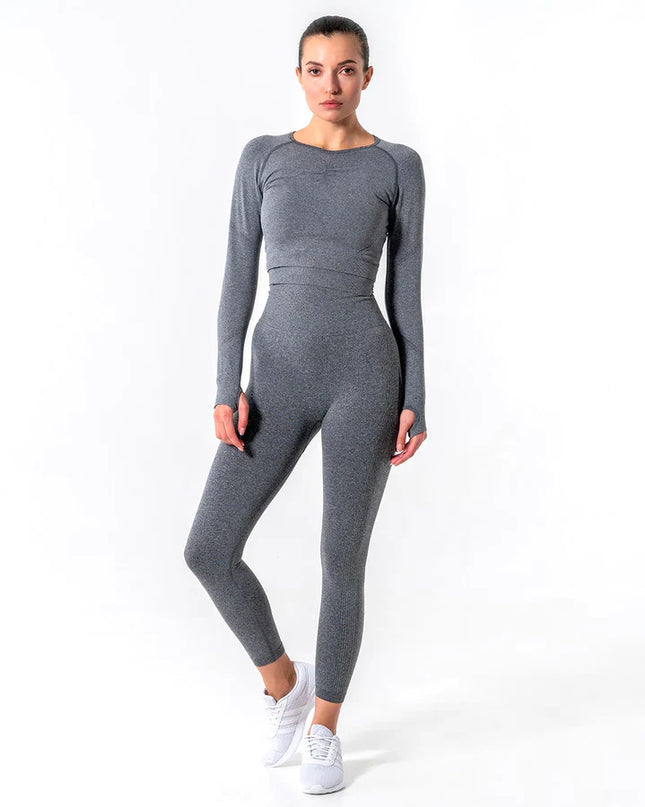 Apex | Long Sleeve Seamless Top – Subtle Strength Meets Everyday Comfort - Dim Grey