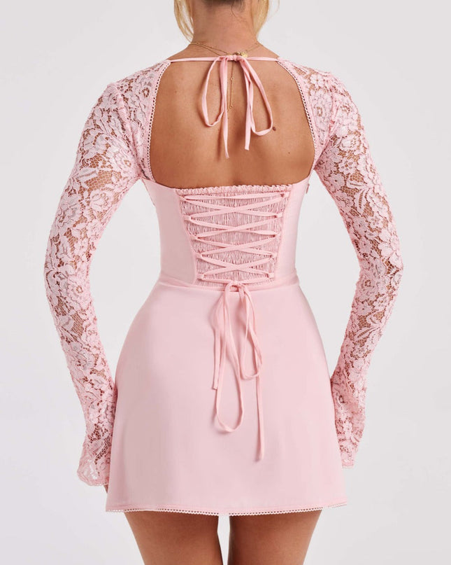 Drew | Flared Sleeve Lace Mini Summer Dress