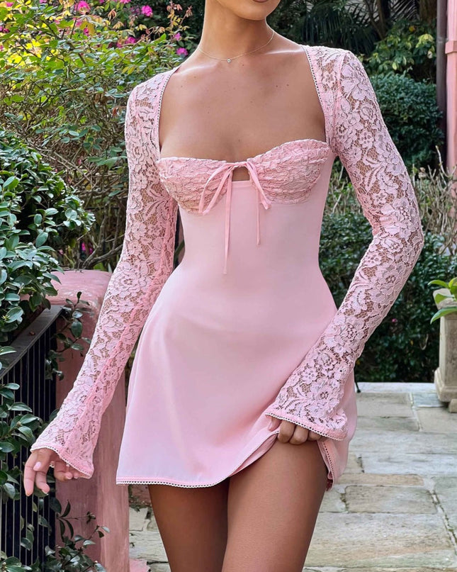 Drew | Flared Sleeve Lace Mini Summer Dress