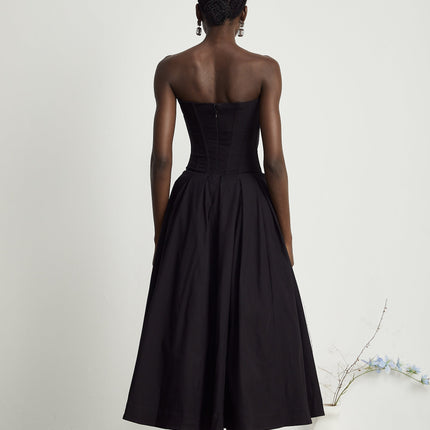 Fern | Off-Shoulder Corset Midi Prom Concert Dress