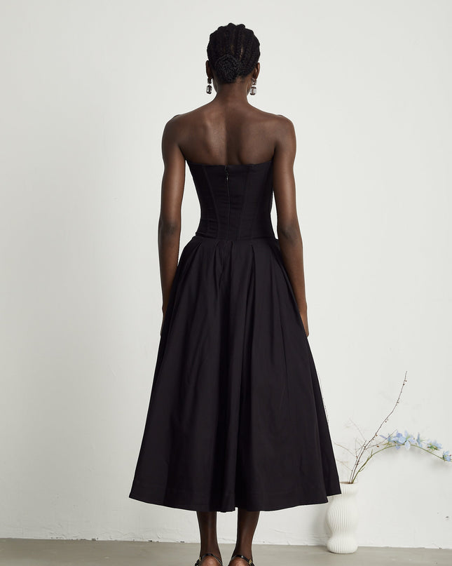 Fern | Off-Shoulder Corset Midi Prom Concert Dress