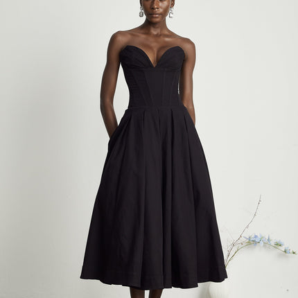 Fern | Off-Shoulder Corset Midi Prom Concert Dress