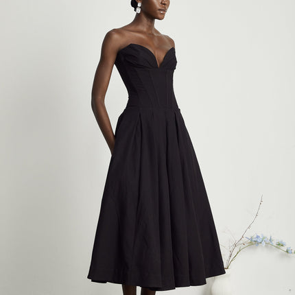 Fern | Off-Shoulder Corset Midi Prom Concert Dress