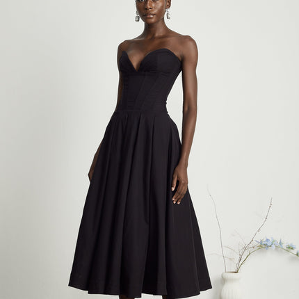 Fern | Off-Shoulder Corset Midi Prom Concert Dress