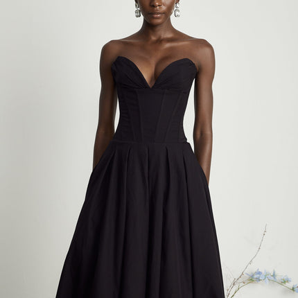 Fern | Off-Shoulder Corset Midi Prom Concert Dress