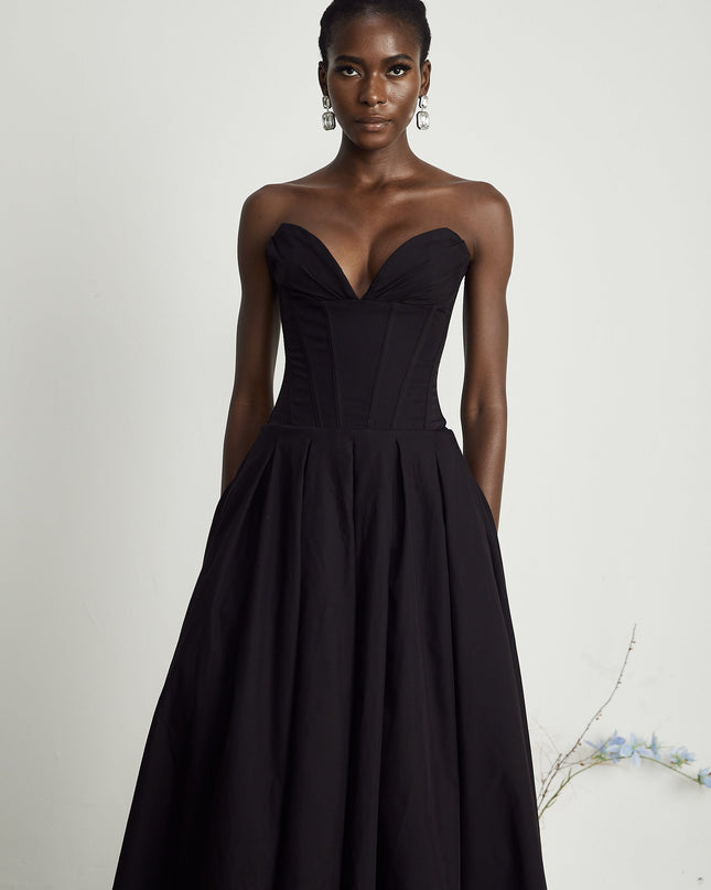 Fern | Off-Shoulder Corset Midi Prom Concert Dress