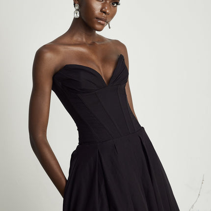 Fern | Off-Shoulder Corset Midi Prom Concert Dress