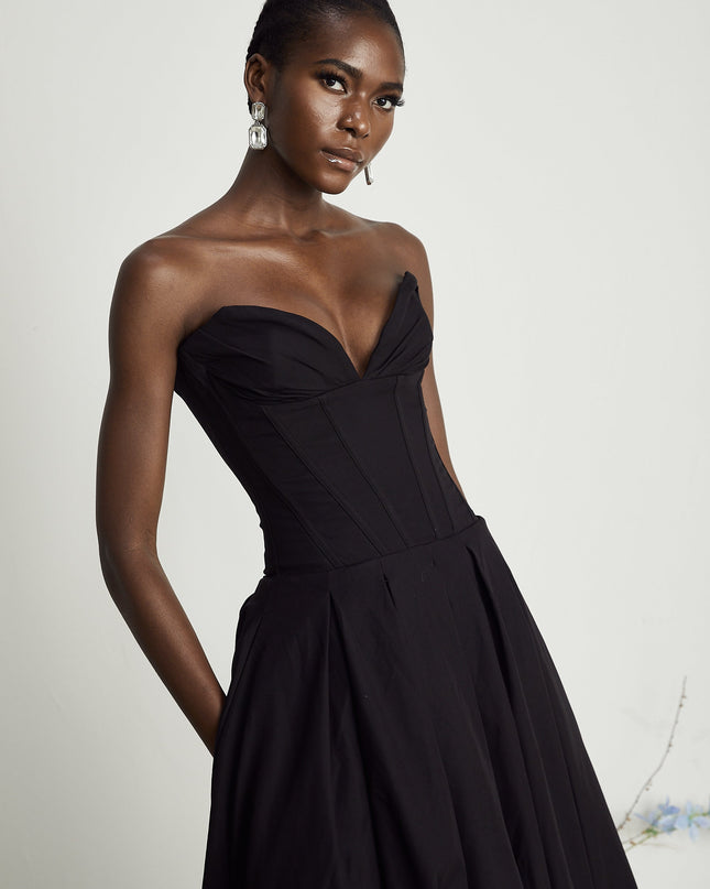 Fern | Off-Shoulder Corset Midi Prom Concert Dress