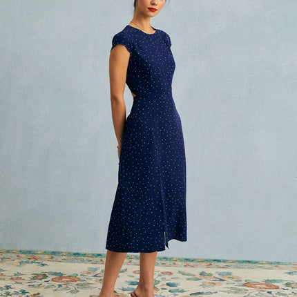 Fern | Relaxed Fit Polka Dot Cutout Midi Holiday Dress