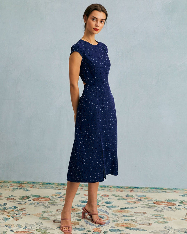 Fern | Relaxed Fit Polka Dot Cutout Midi Holiday Dress