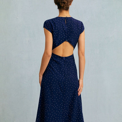 Fern | Relaxed Fit Polka Dot Cutout Midi Holiday Dress