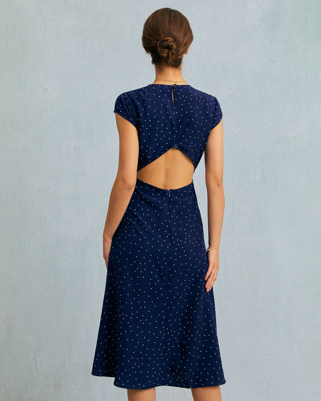 Fern | Relaxed Fit Polka Dot Cutout Midi Holiday Dress