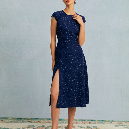 Fern | Relaxed Fit Polka Dot Cutout Midi Holiday Dress