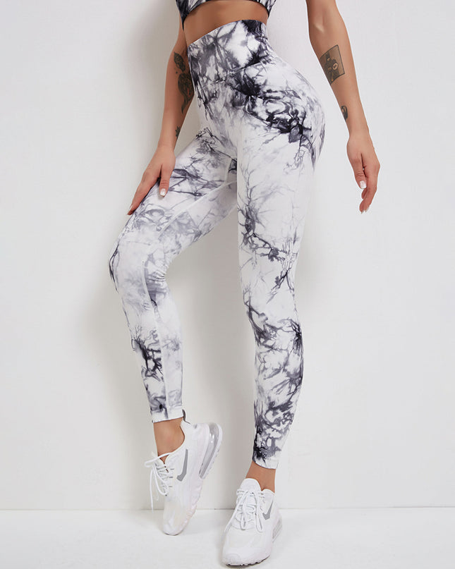 Fyoja | Seamless Tie-Dye Leggings – Bold Scrunch Edition - Gray