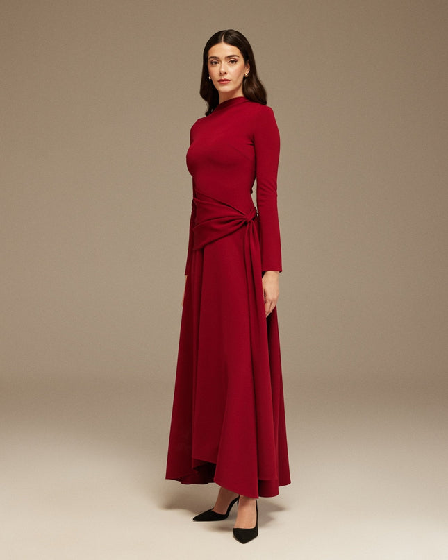 Gianna | Draped Fit Long Sleeve Asymmetric Maxi Dress