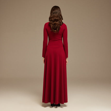 Gianna | Draped Fit Long Sleeve Asymmetric Maxi Dress