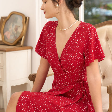 Grace | High-Waisted Polka Dot Wrap Dress