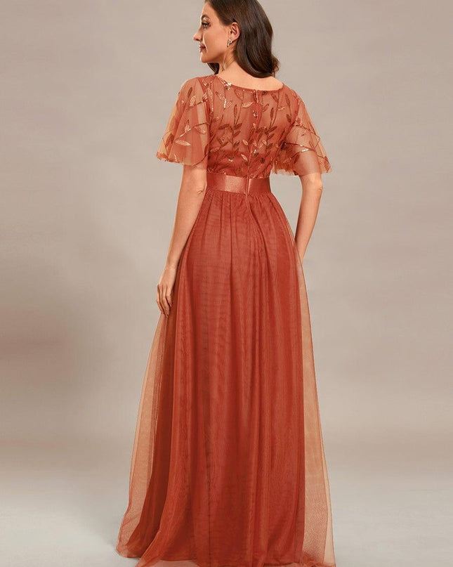 Haven | A-Line Ruffle Sleeve Wedding Guest Dress