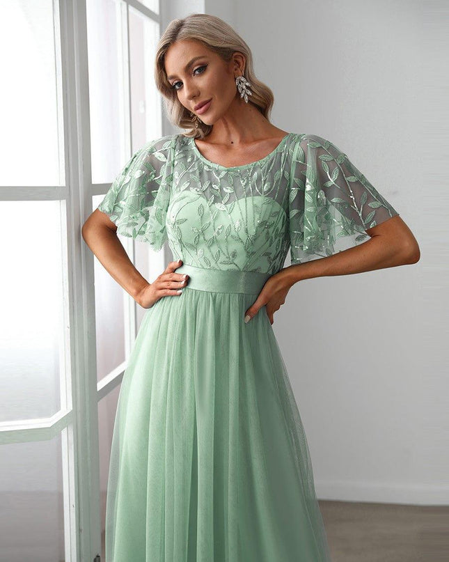 Haven | A-Line Ruffle Sleeve Wedding Guest Dress