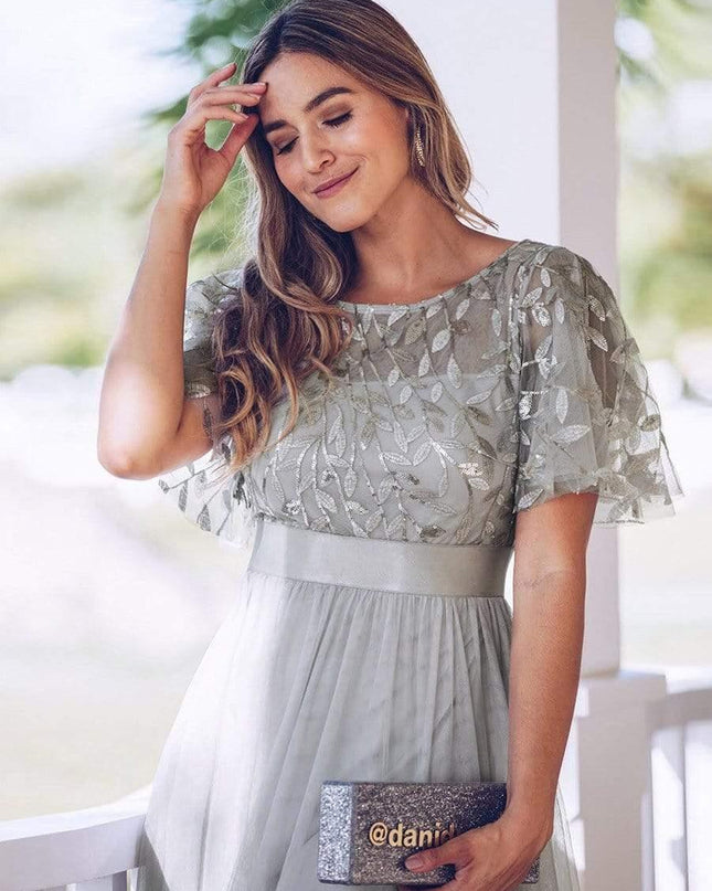 Haven | A-Line Ruffle Sleeve Wedding Guest Dress