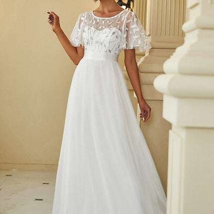 Haven | A-Line Ruffle Sleeve Wedding Guest Dress