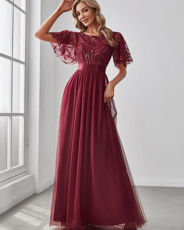 Haven | A-Line Ruffle Sleeve Wedding Guest Dress