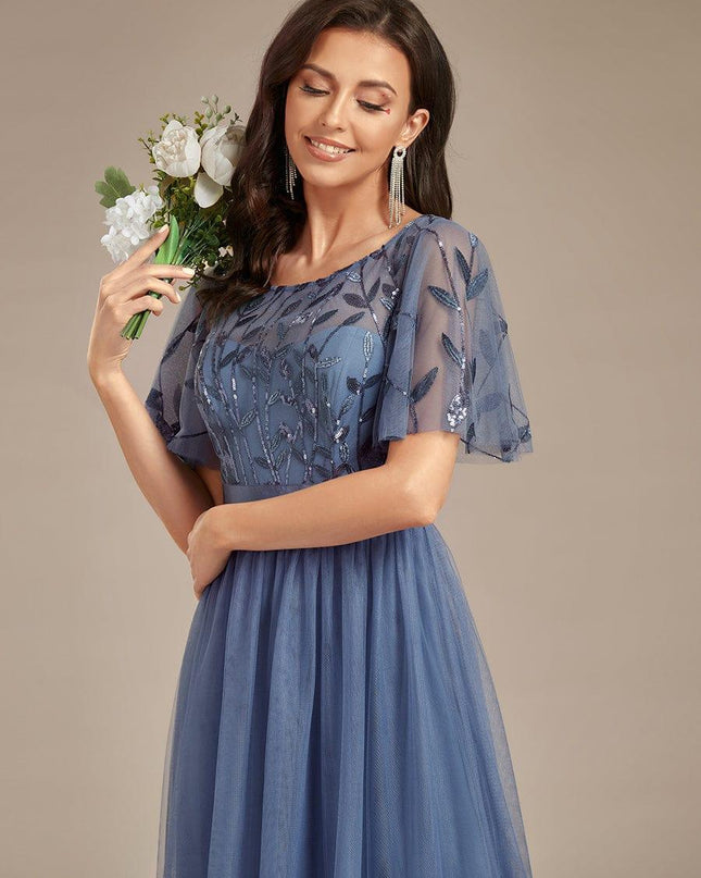 Haven | A-Line Ruffle Sleeve Wedding Guest Dress