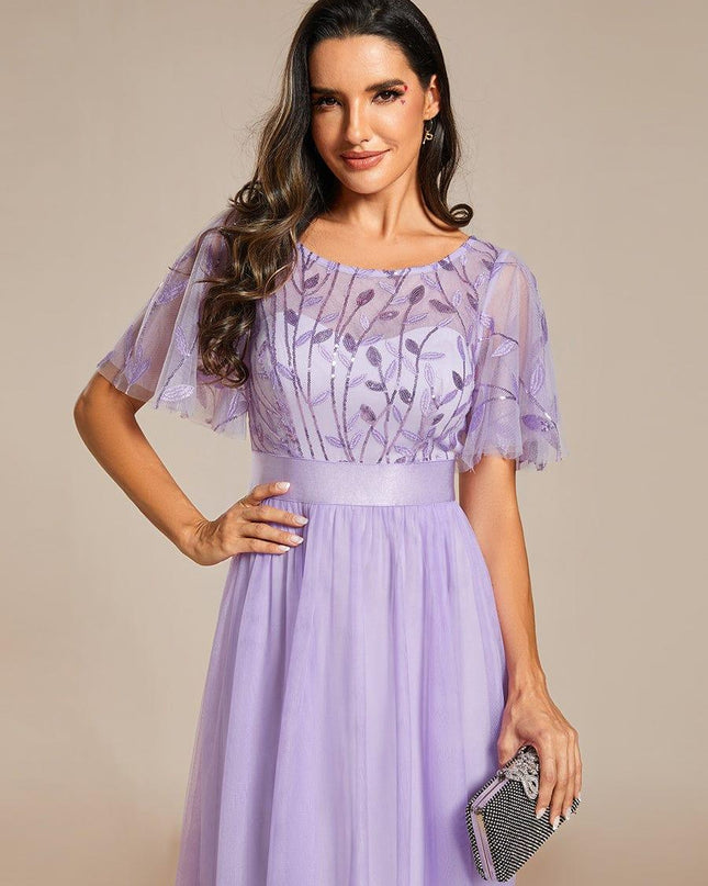 Haven | A-Line Ruffle Sleeve Wedding Guest Dress