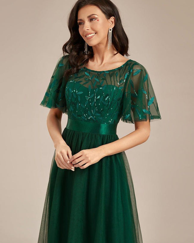 Haven | A-Line Ruffle Sleeve Wedding Guest Dress