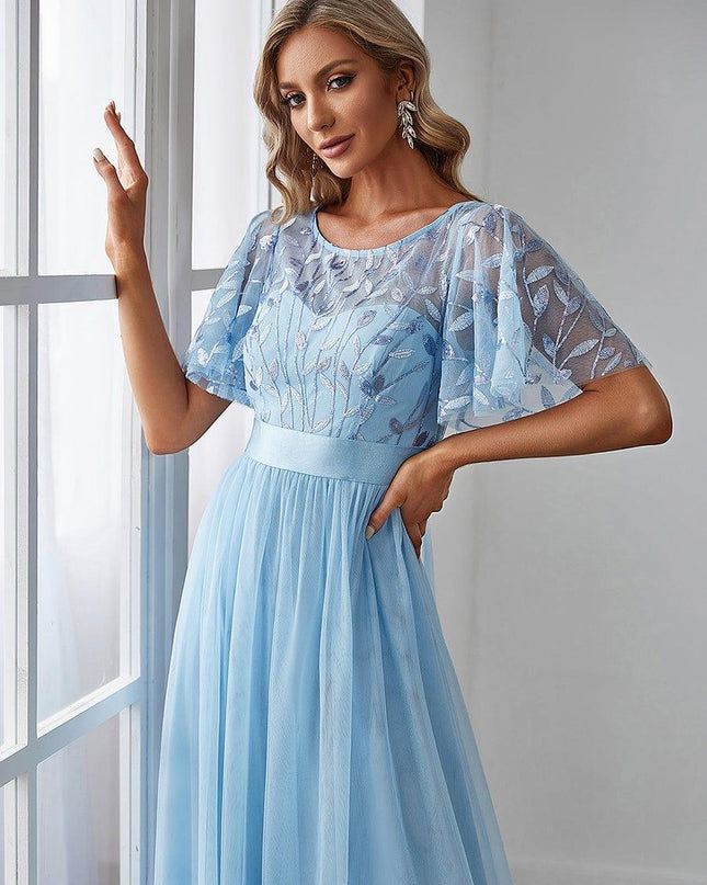 Haven | A-Line Ruffle Sleeve Wedding Guest Dress