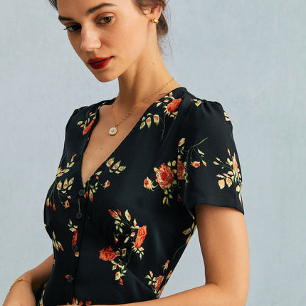 Hayden | Slim Fit V Neck Floral Maxi Dress Summer Dress