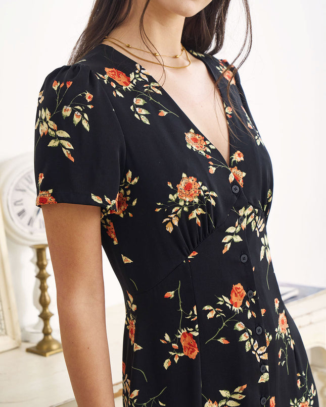 Hayden | Slim Fit V Neck Floral Maxi Dress Summer Dress