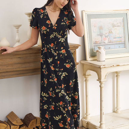 Hayden | Slim Fit V Neck Floral Maxi Dress Summer Dress