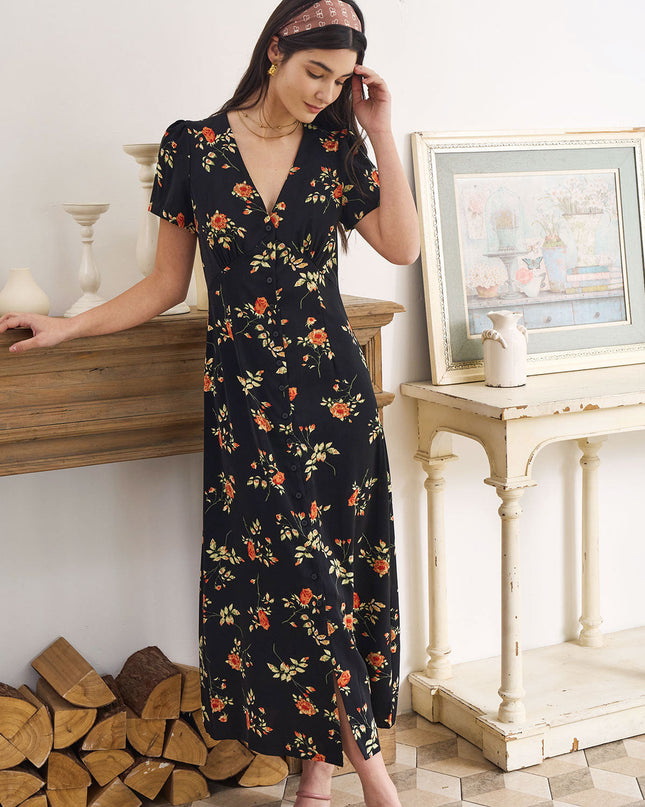 Hayden | Slim Fit V Neck Floral Maxi Dress Summer Dress