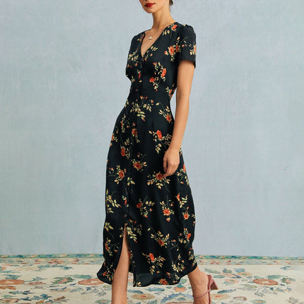 Hayden | Slim Fit V Neck Floral Maxi Dress Summer Dress