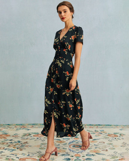 Hayden | Slim Fit V Neck Floral Maxi Dress Summer Dress