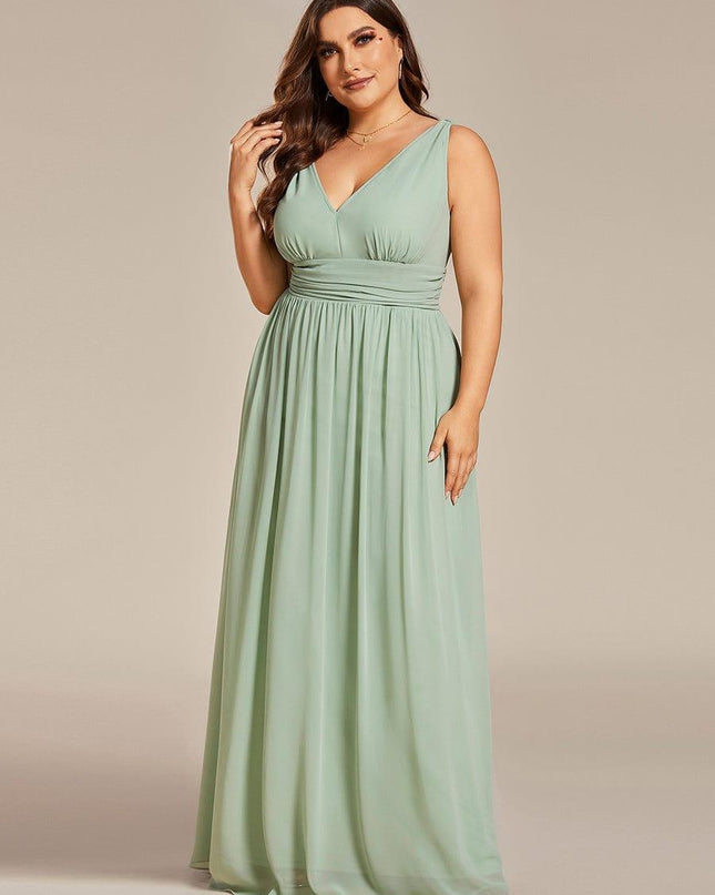 Hazel | V Neck Pleated Chiffon Wedding Guest Dress
