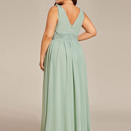 Hazel | V Neck Pleated Chiffon Wedding Guest Dress