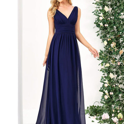Hazel | V Neck Pleated Chiffon Wedding Guest Dress